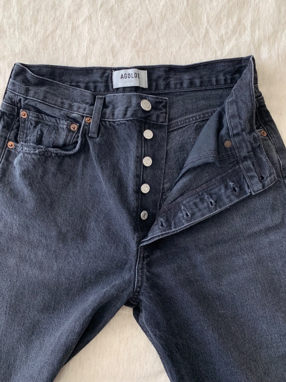 AGOLDE Jeans 90s Cropped Straight Leg Dark Gray Women's size 27 with 26" inseam - Picture 13 of 15